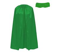 Mantello e maschera Supereroe per adulti, strati supereroi 140 cm di lunghezza per costume da Superman Carnevale, set di 2 pezzi (VERDE)