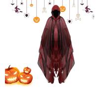 Mantello fantasma con cappuccio, mantello da strega stregato con cappuccio, costume da triste mietitore, costume di Halloween, mantello da strega con cappuccio per adulti