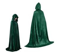 Mantello Halloween, Costume Halloween per Adulto e Bambini, Mantello con Cappuccio per Vampiro, Strega, Batman, Mietitore, Diavolo e Vestito, Travestimento Halloween e Carnevale (Verde Scuro 150cm)