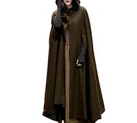 Mantello in lana con cappuccio da donna, vintage, tinta unita, poncho per Halloween, costume da trench leggero, antivento, giacca aperta sul davanti, cardigan, abbigliamento medievale, autunno inverno