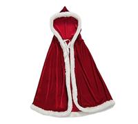 Mantello in velluto rosso con cappuccio per costume di Natale, per giochi di ruolo, feste, 90 cm
