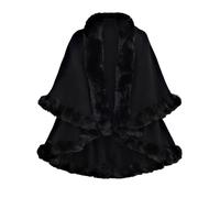 Mantello Invernale Donna con Collo in Pelliccia Sintetica Cappotto Poncho Caldo Scialli Eleganti da Sera (nero)