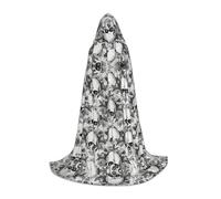 Mantello lungo con cappuccio con scheletro per adolescenti, strega, vampiro, cosplay, feste, Halloween, Natale, stampato