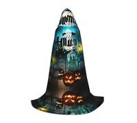 Mantello lungo con cappuccio per adolescenti, strega, vampiro, cosplay, festa di Halloween, Natale, con gufo, zucca