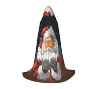 Mantello lungo stampato con Babbo Natale nella neve, per adolescenti, strega, vampiro, cosplay, feste, Halloween, Natale