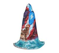 Mantello lungo stampato con bandiera del porto per adolescenti strega vampiro Cosplay festa Halloween Natale stampato lungo mantello