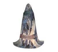 Mantello lungo stampato con due elefanti che giocano per adolescenti, strega, vampiro, cosplay, feste, Halloween, Natale