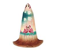 Mantello lungo stampato con due fenicotteri per adolescenti, strega, vampiro, cosplay, feste, Halloween, Natale