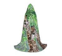 Mantello lungo stampato con due giraffe per adolescenti, strega, vampiro, cosplay, feste, Halloween, Natale