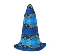 Mantello lungo stampato con due tartarughe sottomarine sotto il mare per adolescenti strega vampiro Cosplay festa Halloween Natale stampato lungo mantello