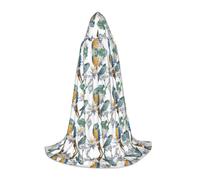 Mantello lungo stampato con pappagalli sui rami per adolescenti, strega, vampiro, cosplay, feste, Halloween, Natale