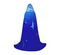 Mantello lungo stampato con squalo che nuota sotto il mare, per adolescenti, strega, vampiro, cosplay, feste, Halloween, Natale
