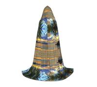 Mantello lungo stampato con tramonto in spiaggia, per adolescenti, strega, vampiro, cosplay, feste, Halloween, Natale