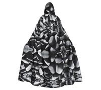 Mantello lungo unisex con cappuccio per adulti, molti ciottoli neri, poncho con mantello per costume di Halloween per uomini e donne, costume per adulti per Halloween, cosplay e feste da strega e va