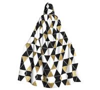 Mantello medievale con cappuccio alla moda moderno nero bianco oro triangoli stampa mantello rinascimentale mantello unisex con cappuccio Halloween Natale mantello costume festa mantello