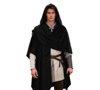 Mantello medievale con cappuccio Dark Cape Knight Costume