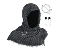 Mantello medievale con cappuccio, Dio greco, mantello da spalla, sciarpa post-apocalittica, sciarpa, palla cattivo, sciarpa, travestimento, palla cattiva con cappuccio
