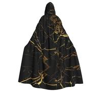 Mantello medievale con cappuccio nero e oro stampa sfondo mantello rinascimentale, mantello unisex con cappuccio Halloween Natale mantello costume festa mantello