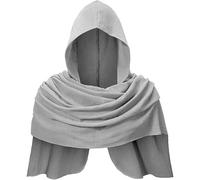 Mantello medievale con cappuccio, per cosplay, ritratto storico, performance, guardaroba gotico (grigio chiaro, taglia unica)