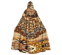Mantello medievale con cappuccio stile africano patchwork stampa mantello rinascimentale, mantello unisex con cappuccio Halloween Natale mantello costume festa mantello