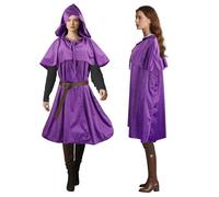 Mantello medievale con spalline e cintura regolabile 3 in 1, mantello con cappuccio per uomo e donna, costume versatile per streghe, pirati, cosplay (LARP, Hobbit), Halloween
