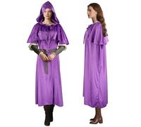 Mantello medievale con spalline e cintura regolabile 3 in 1, mantello con cappuccio per uomo e donna, costume versatile per streghe, pirati, cosplay (LARP, Hobbit), Halloween