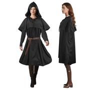 Mantello medievale con spalline e cintura regolabile 3 in 1, mantello con cappuccio per uomo e donna, costume versatile per streghe, pirati, cosplay (LARP, Hobbit), Halloween