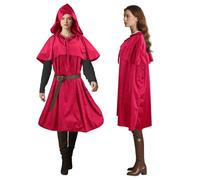 Mantello medievale con spalline e cintura regolabile 3 in 1, mantello con cappuccio per uomo e donna, costume versatile per streghe, pirati, cosplay (LARP, Hobbit), Halloween