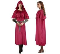 Mantello medievale con spalline e cintura regolabile 3 in 1, mantello con cappuccio per uomo e donna, costume versatile per streghe, pirati, cosplay (LARP, Hobbit), Halloween