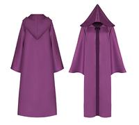 Mantello Medievale Lungo con Cappuccio Maschera Carnevale Cosplay Cape CAPEMAX1