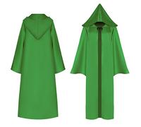 Mantello Medievale Lungo con Cappuccio Maschera Carnevale Cosplay Cape CAPEMAX1