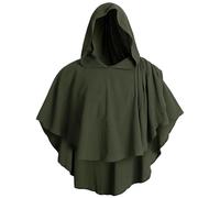 Mantello medievale rinascimentale con cappuccio, unisex, corto, tinta unita, scialle per adulti, Halloween, cosplay, spettacoli teatrali, abbigliamento per uomini e donne, feste di ruolo, Verde