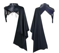 Mantello Medievale Steampunk Uomo Donna, Scialle con Colletto con Regolabile Coulisse, Mantello con Cappuccio, Gotico Spalla Cappuccio Rock Vintage Mantello per Halloween Cosplay Costume Unisex