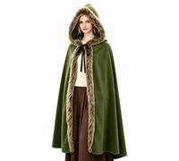 Mantello medievale vichingo rinascimentale con cappuccio in pelliccia di velluto lungo unisex