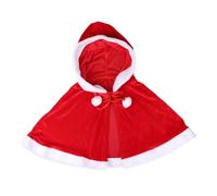 Mantello Natalizio da Babbo Natale - Mantello Corto con Cappuccio, Accessorio Festivo per Le Feste, Costume Rosso, Tessuto Traspirante, Abbigliamento per Feste A Tema, Spettacoli Teatrali, Eventi
