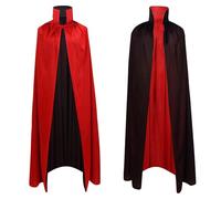 Mantello Nera e Rosso Reversibile,Costumi Halloween Costume Vampira,Capa Costume Halloween Vampiro Set per Festa,Streghe Mantello Vampiro è Lunga 120 cm con 10 Fogli Tatuaggi Cicatrici Adesivo