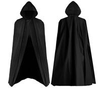 Mantello nero con cappuccio, CNMTCCO costume di Halloween per adulti, mantello per uomo e donna, cappotto per Halloween, Natale, carnevale