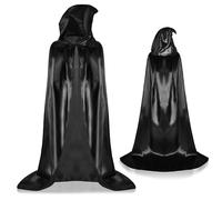 Mantello Nero con Cappuccio Halloween Mantello da Strega Mantello Morte per Bambini Adulti Festival Gioco di Ruolo Costumi