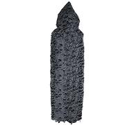 Mantello nero con cappuccio intera lunghezza mantello di Halloween ragnatela mantello novità strappato stracciato invecchiato lungo veste per strega mago mendicante mendicante Cosplay costume