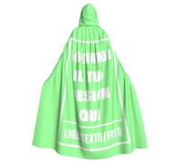Mantello Nero con Cappuccio Personalizzata con Foto Testo, Mantello Personalizzato con Nome, Costume Halloween Donna Regalo Divertente per Natale, per lui, per lei, coppia, amici, per la Mascherata