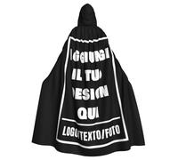 Mantello Nero con Cappuccio Personalizzata con Foto Testo, Mantello Personalizzato con Nome, Costume Halloween Donna Regalo Divertente per Natale, per lui, per lei, coppia, amici, per la Mascherata