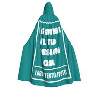 Mantello Nero con Cappuccio Personalizzata con Foto Testo, Mantello Personalizzato con Nome, Costume Halloween Donna Regalo Divertente per Natale, per lui, per lei, coppia, amici, per la Mascherata