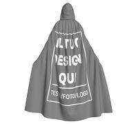 Mantello Nero Con Cappuccio Personalizzato con Foto Testo Mantello Personalizzata il tuo Costumi Halloween, per Mascherata e Festa di Matrimonio-Regalo Divertente per Adulto, Lui, Lei, Coppia o Amici