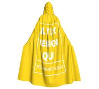 Mantello Nero Con Cappuccio Personalizzato con Foto Testo Mantello Personalizzata il tuo Costumi Halloween, per Mascherata e Festa di Matrimonio-Regalo Divertente per Adulto, Lui, Lei, Coppia o Amici
