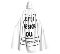 Mantello Nero Con Cappuccio Personalizzato con Foto Testo Mantello Personalizzata il tuo Costumi Halloween, per Mascherata e Festa di Matrimonio-Regalo Divertente per Adulto, Lui, Lei, Coppia o Amici
