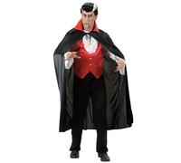 MANTELLO NERO CON COLLETTO ROSSO ACCESSORI PER TRAVESTIMENTO CARNEVALE HALLOWEEN