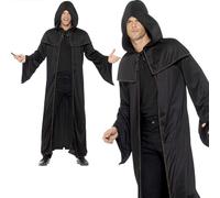 Mantello Nero Da Mago Costume Elegante Per Uomini E Donne Con Cappuccio