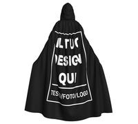 Mantello Nero Personalizzato con Foto - Costume Halloween Donna Mantello con Cappuccio Personalizzata Unisex con Testo Nome, Mantello Personalizzato per Halloween, Natale, Giochi di Ruolo e Mascherata
