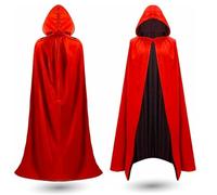 Mantello per costume di Halloween - rosso e nero - mantello con cappuccio per bambini e adulti - signore e signori