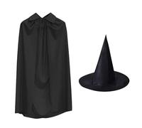 Mantello per Halloween, mantello con cappuccio, accessorio per costume da strega, mantello da vampiro per giochi di ruolo, mantello da mago da 140 cm con cappello da strega